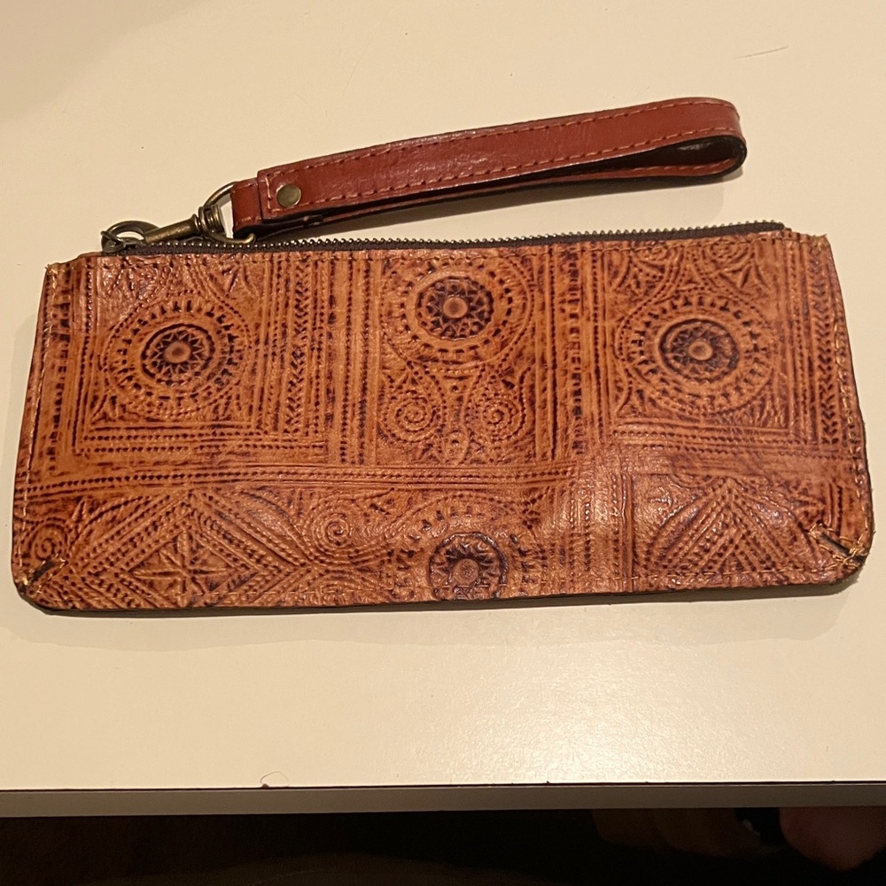 Patricia Nash Brown Embossed Wristlet
